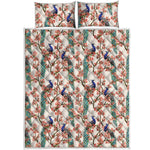 Cherry Blossom Peacock Print Quilt Bed Set
