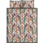 Cherry Blossom Peacock Print Quilt Bed Set
