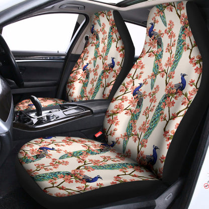 Cherry Blossom Peacock Print Universal Fit Car Seat Covers