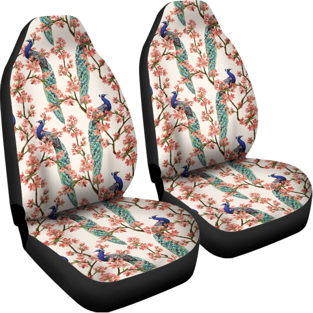 Cherry Blossom Peacock Print Universal Fit Car Seat Covers