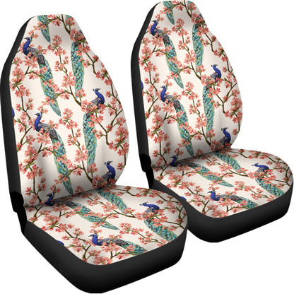 Cherry Blossom Peacock Print Universal Fit Car Seat Covers