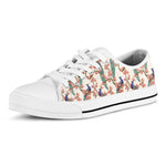 Cherry Blossom Peacock Print White Low Top Shoes