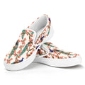 Cherry Blossom Peacock Print White Slip On Sneakers
