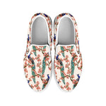 Cherry Blossom Peacock Print White Slip On Shoes