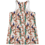Cherry Blossom Peacock Print Women's Racerback Tank Top