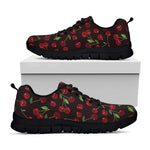 Cherry Fruit Pattern Print Black Sneakers