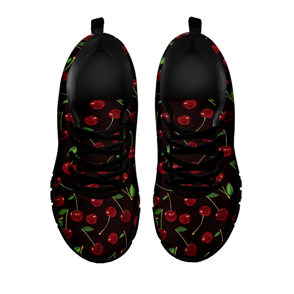 Cherry Fruit Pattern Print Black Sneakers