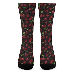 Cherry Fruit Pattern Print Crew Socks