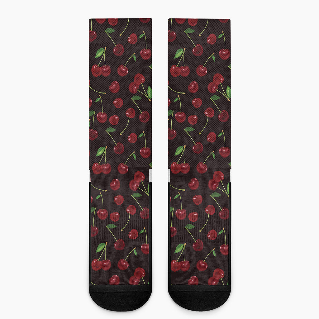 Cherry Fruit Pattern Print Crew Socks