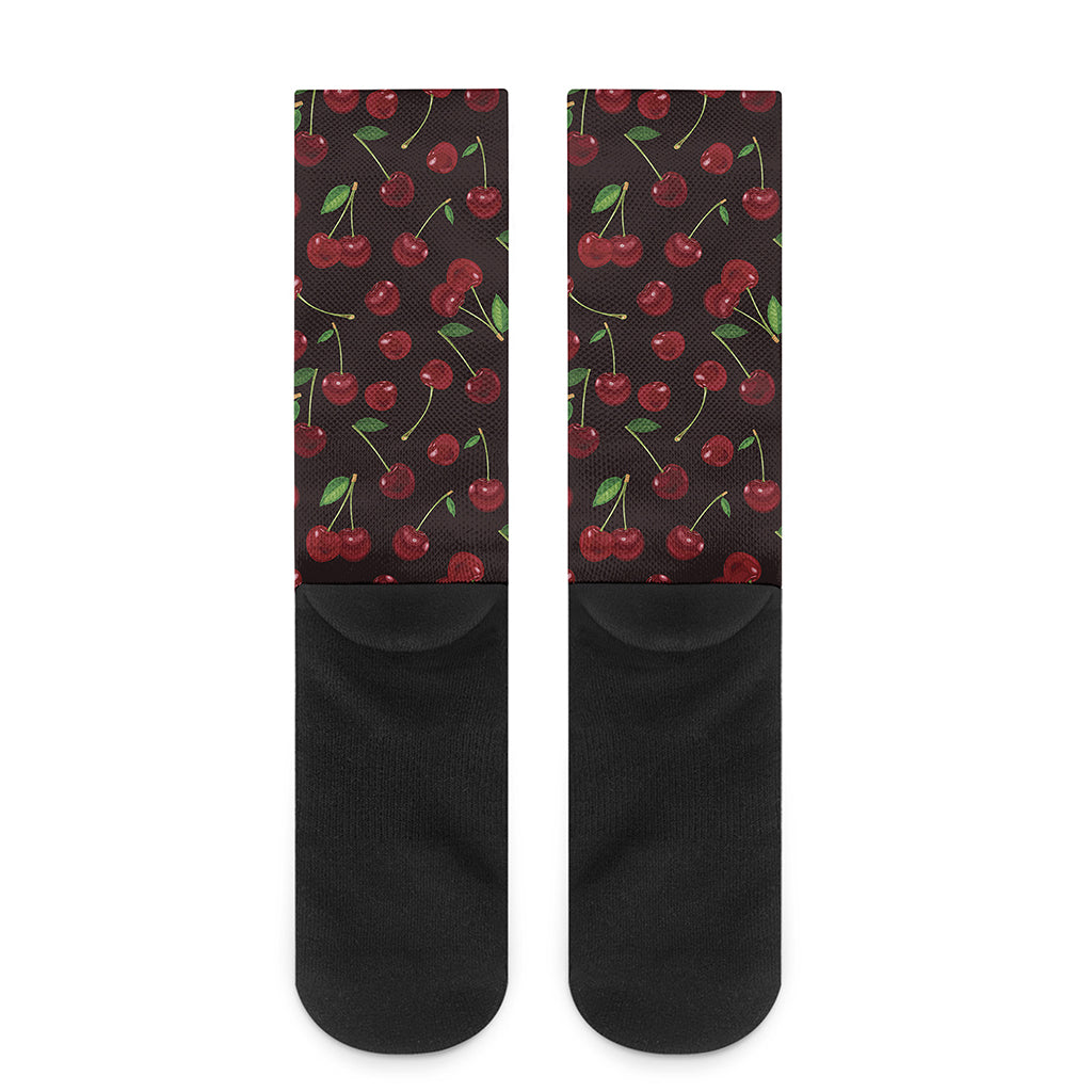 Cherry Fruit Pattern Print Crew Socks