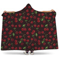 Cherry Fruit Pattern Print Hooded Blanket