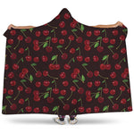 Cherry Fruit Pattern Print Hooded Blanket