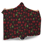 Cherry Fruit Pattern Print Hooded Blanket