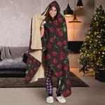 Cherry Fruit Pattern Print Hooded Blanket