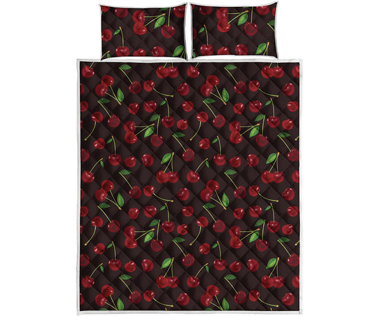 Cherry Fruit Pattern Print Quilt Bed Set