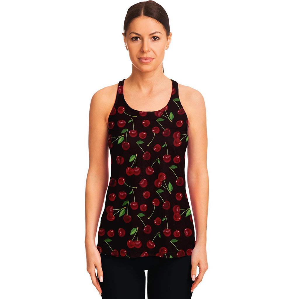 Cherry Fruit Pattern Print Women's Racerback Tank Top