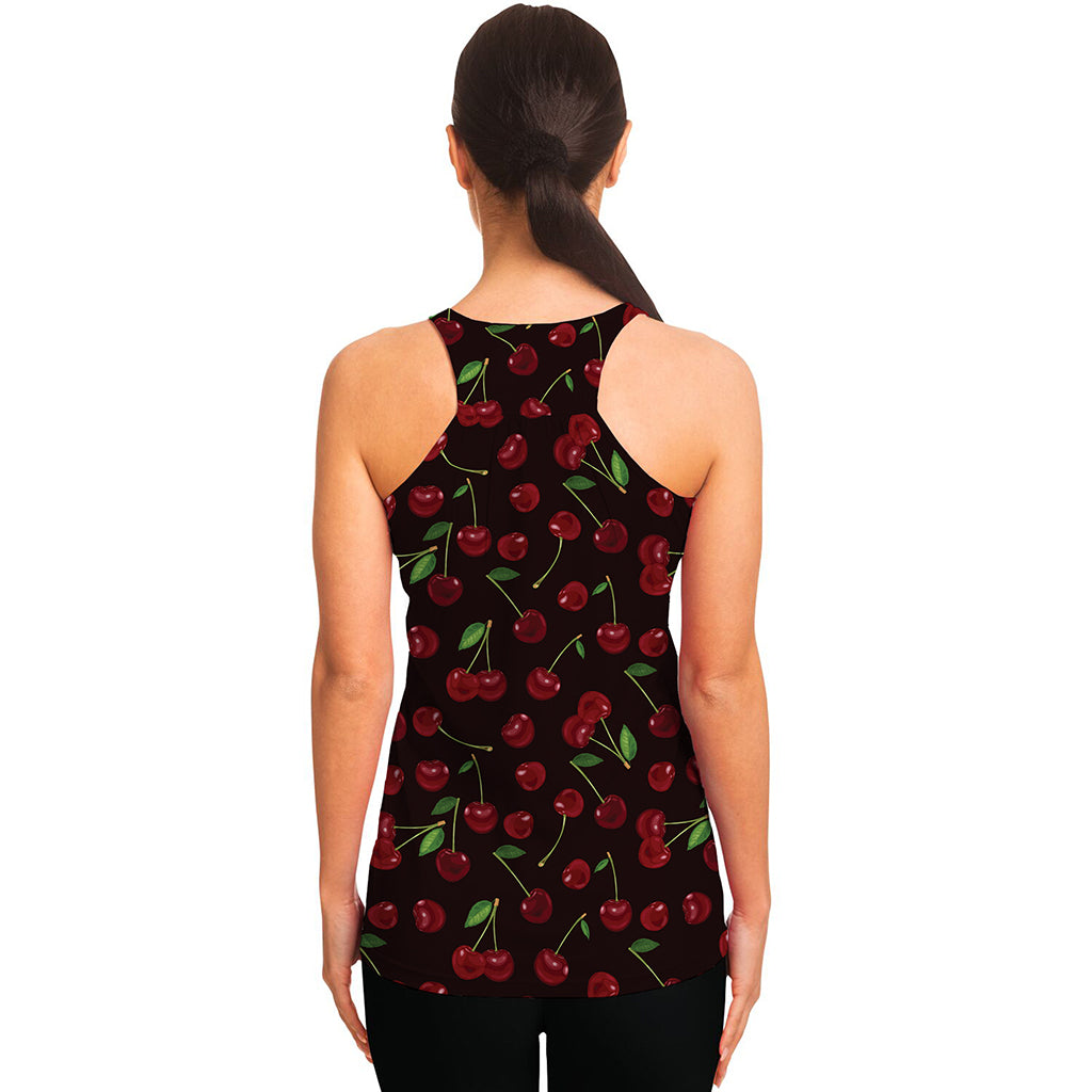 Cherry Fruit Pattern Print Women's Racerback Tank Top