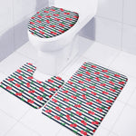 Cherry Striped Pattern Print 3 Piece Bath Mat Set