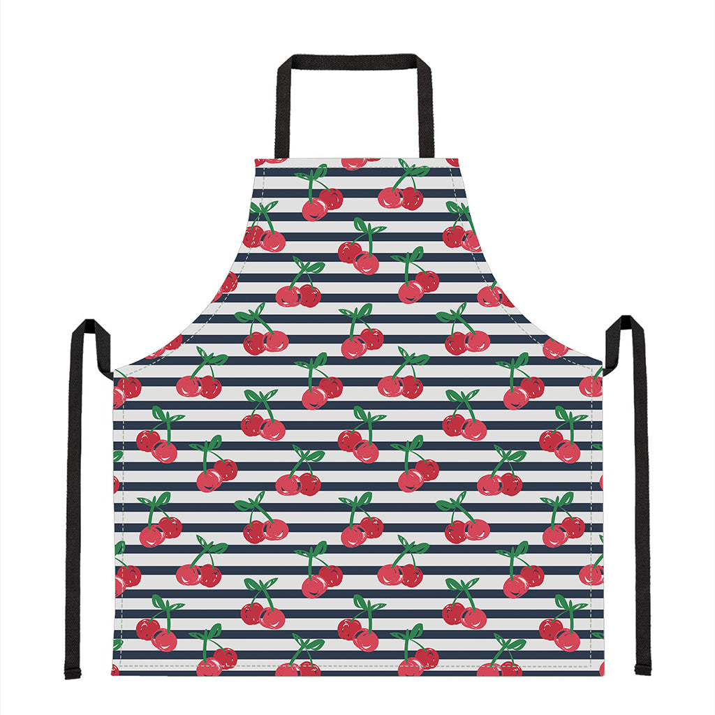 Cherry Striped Pattern Print Apron