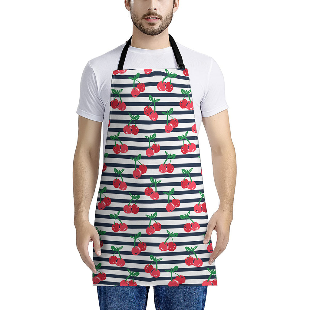 Cherry Striped Pattern Print Apron