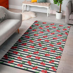 Cherry Striped Pattern Print Area Rug
