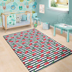 Cherry Striped Pattern Print Area Rug