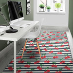 Cherry Striped Pattern Print Area Rug