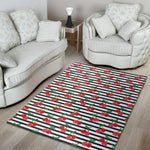 Cherry Striped Pattern Print Area Rug