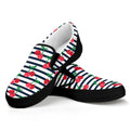 Cherry Striped Pattern Print Black Slip On Sneakers
