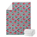 Cherry Striped Pattern Print Blanket