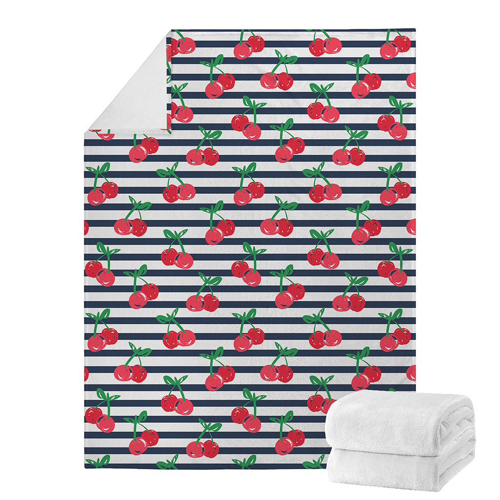 Cherry Striped Pattern Print Blanket