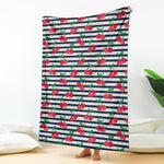 Cherry Striped Pattern Print Blanket