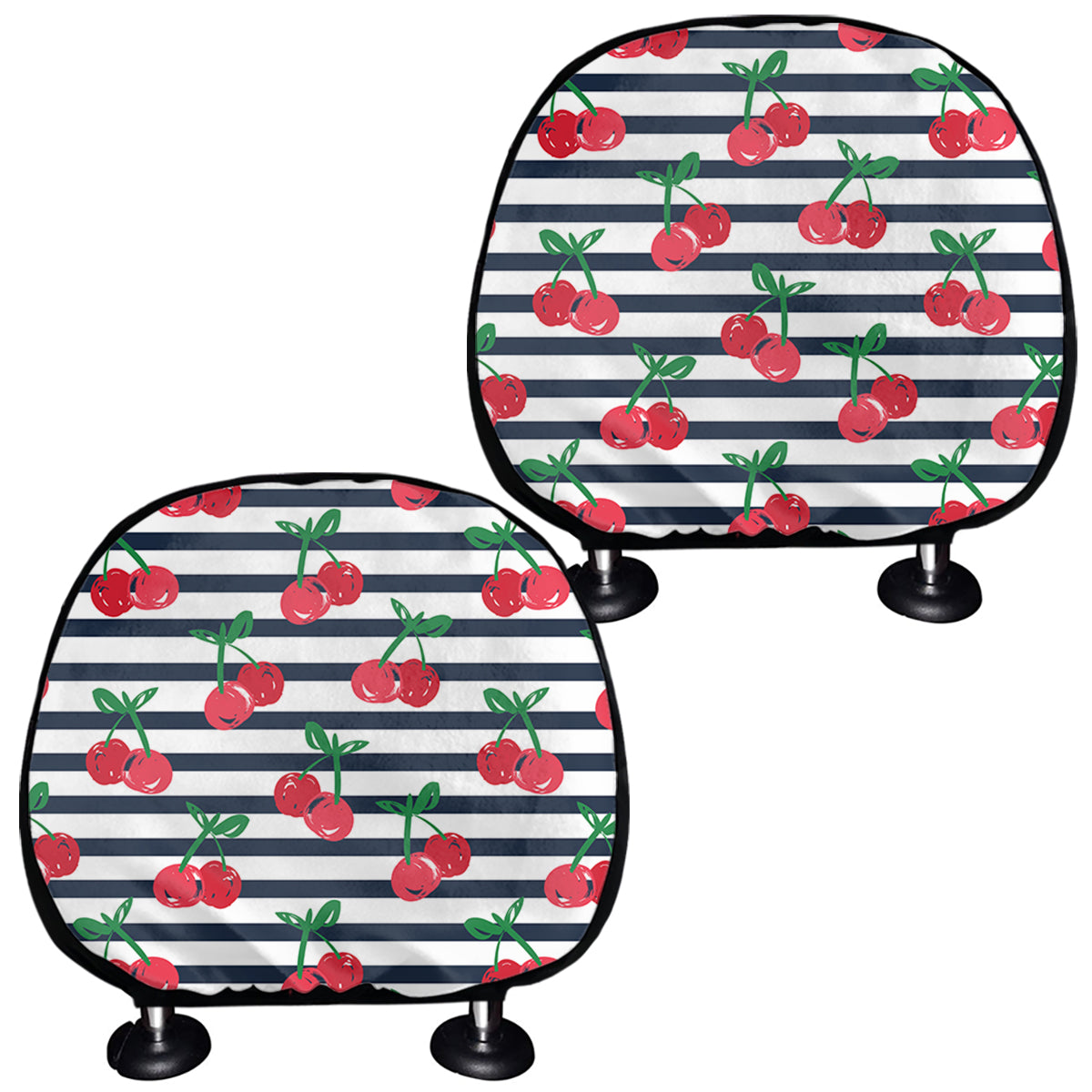 Cherry Striped Pattern Print Car Headrest Covers