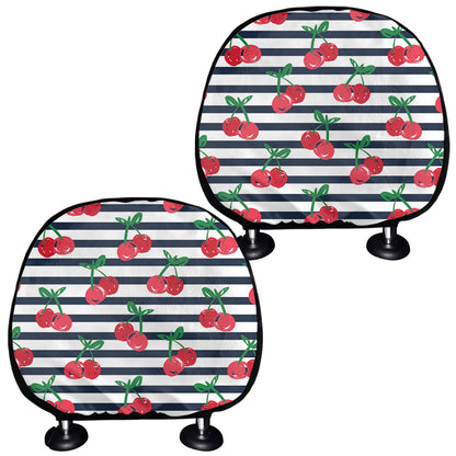 Cherry Striped Pattern Print Car Headrest Covers