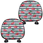 Cherry Striped Pattern Print Car Headrest Covers