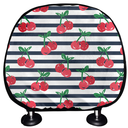 Cherry Striped Pattern Print Car Headrest Covers