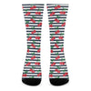 Cherry Striped Pattern Print Crew Socks