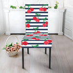 Cherry Striped Pattern Print Dining Chair Slipcover