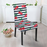 Cherry Striped Pattern Print Dining Chair Slipcover