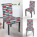 Cherry Striped Pattern Print Dining Chair Slipcover