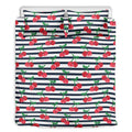 Cherry Striped Pattern Print Duvet Cover Bedding Set