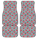 Cherry Striped Pattern Print Front and Back Car Floor Mats