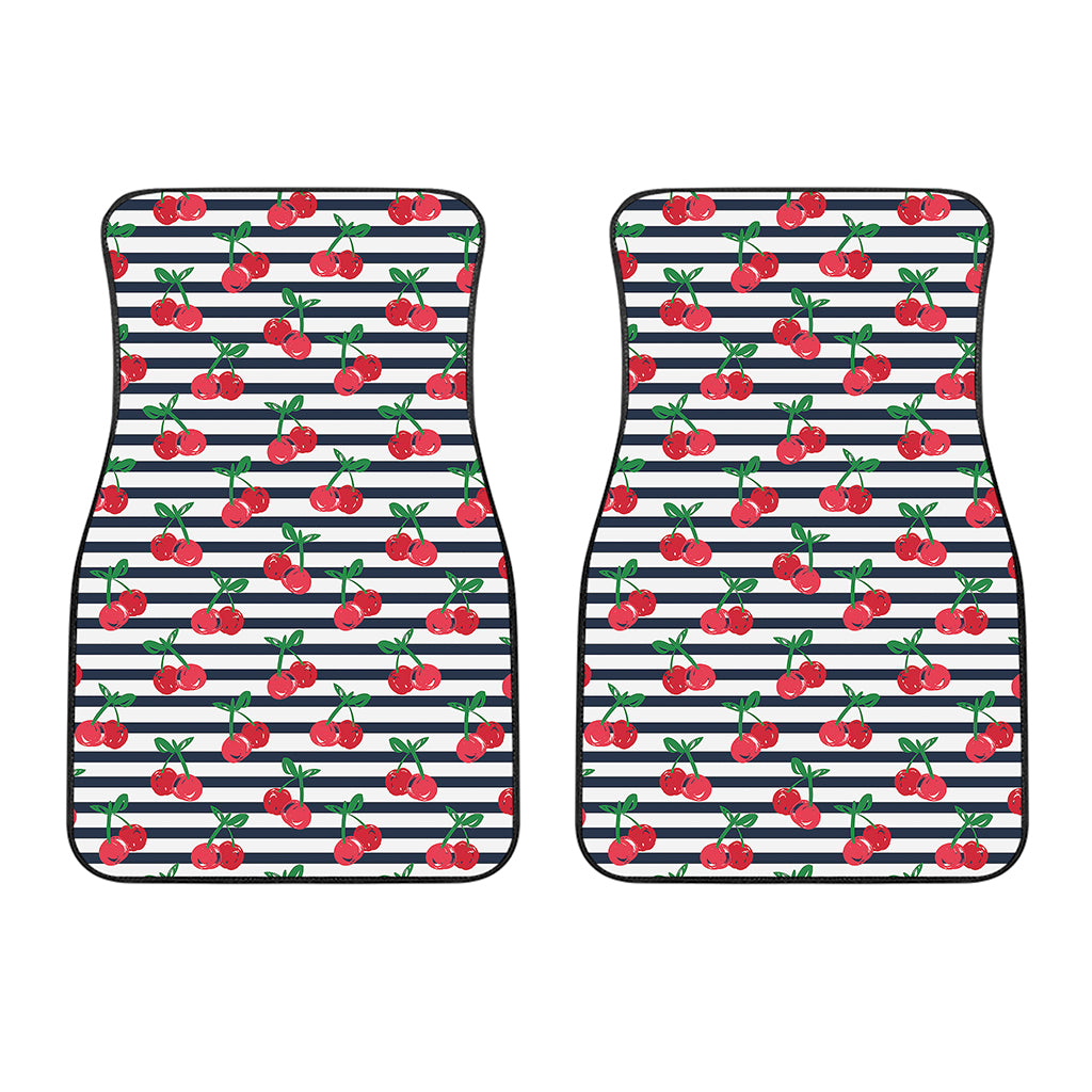 Cherry Striped Pattern Print Front Car Floor Mats
