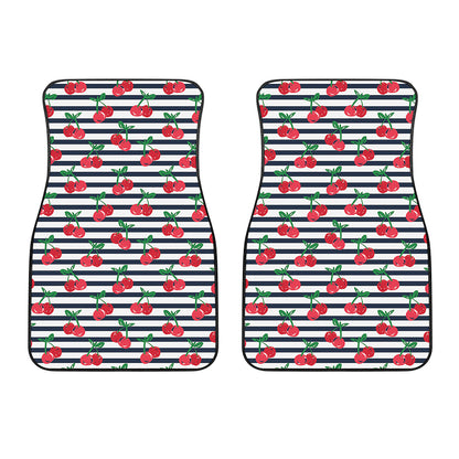 Cherry Striped Pattern Print Front Car Floor Mats