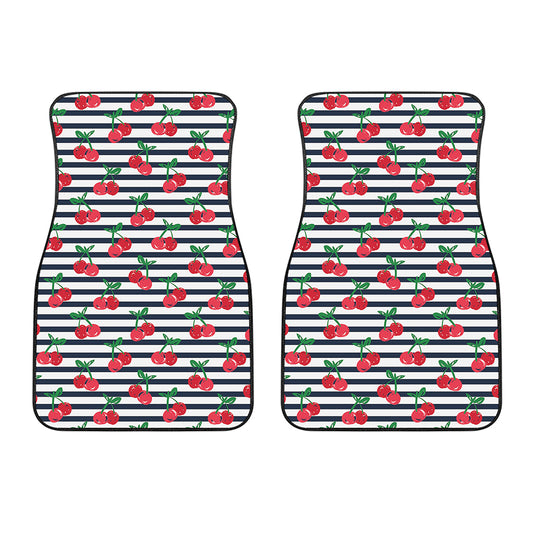 Cherry Striped Pattern Print Front Car Floor Mats