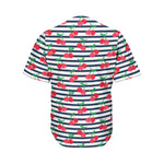 Cherry Striped Pattern Print Men's Baseball Jersey