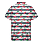 Cherry Striped Pattern Print Men's Short Sleeve Shirt