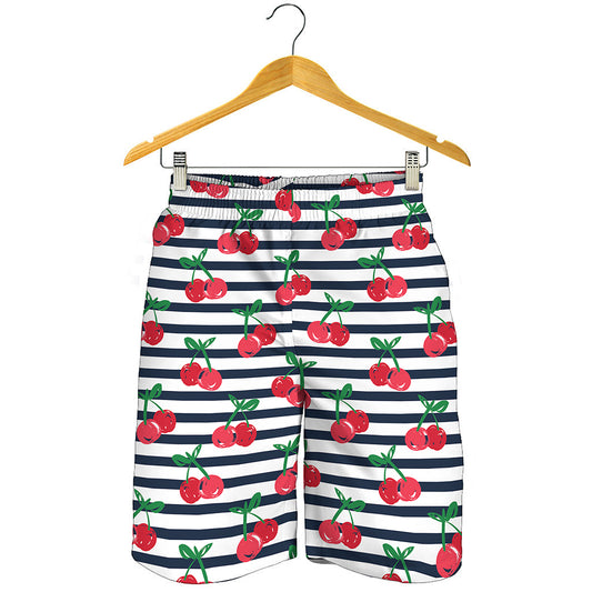 Cherry Striped Pattern Print Men's Shorts