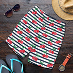 Cherry Striped Pattern Print Men's Shorts