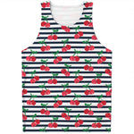 Cherry Striped Pattern Print Men's Tank Top